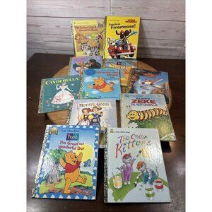 Mix Lot 11 Disney Barbie Pooh Mother Goose Zeke & Kittens Little Golden Books